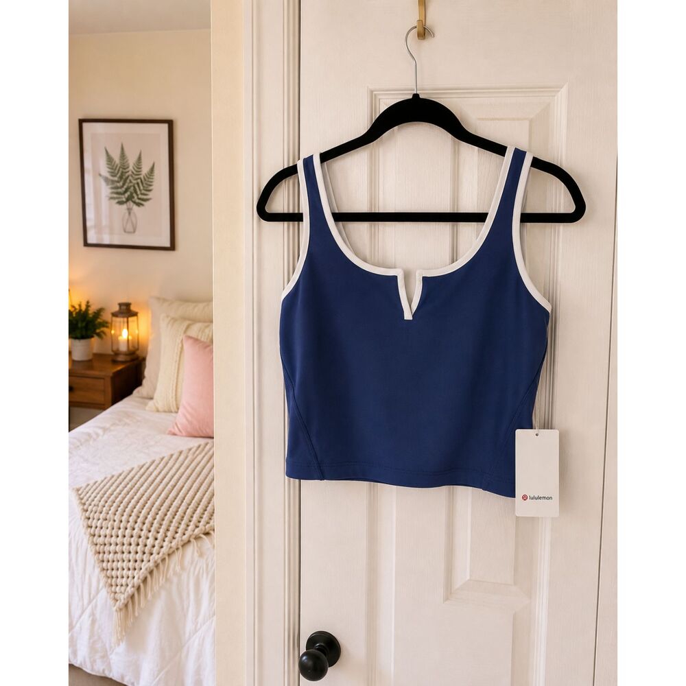 lululemon Align Notched Neck Tank Club Blue White Size 2 NWT